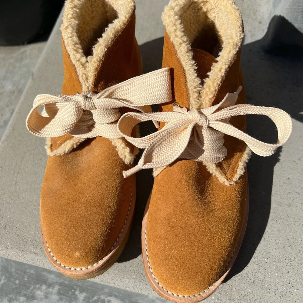 Free People For Jeffrey Campbell Suede Natural Tan Desert Booties, Size 8! - Picture 1 of 7